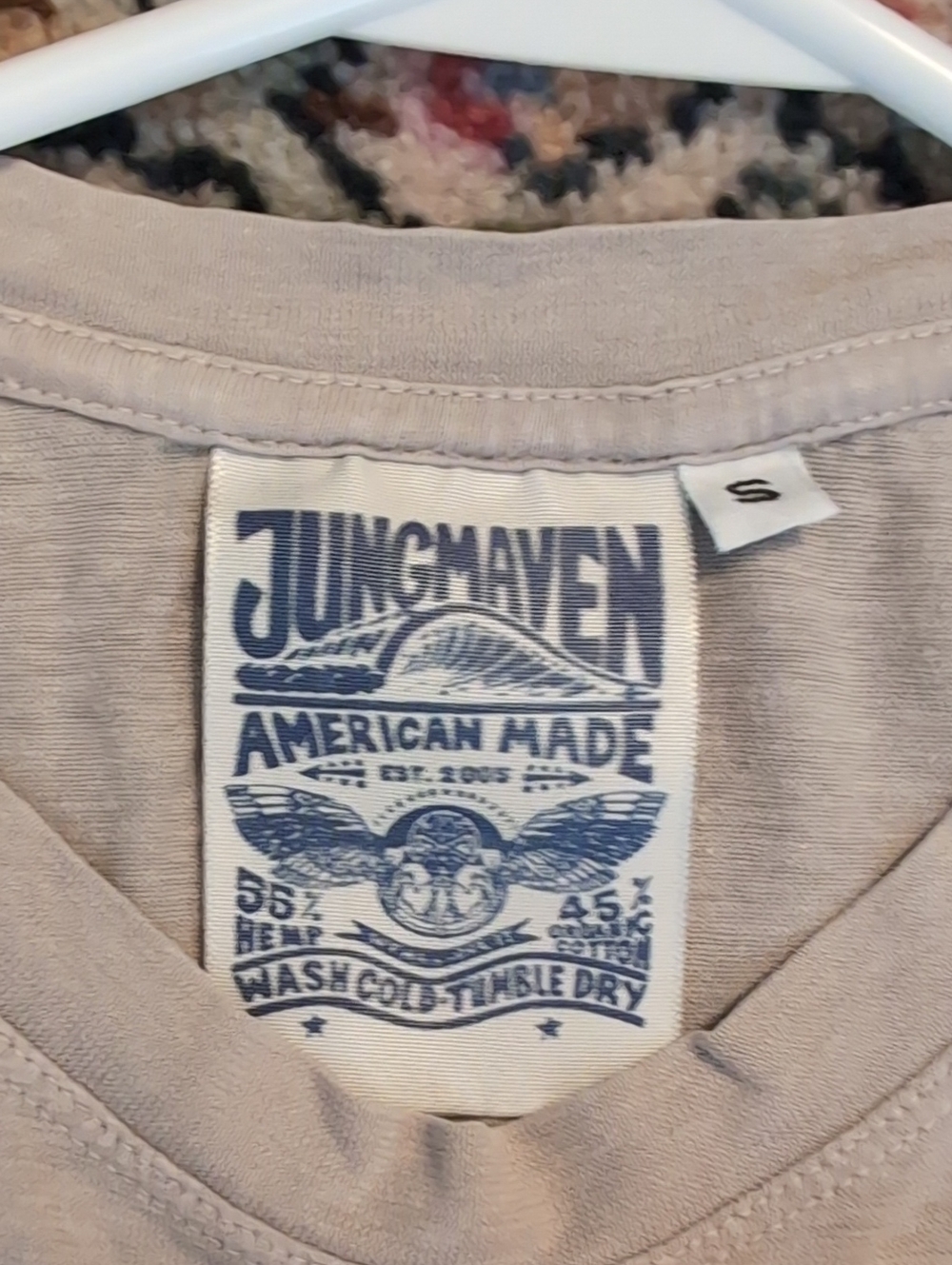 Jungmaven Short Sleeve Crew Tee in Light Beige - Picture 2 of 5
